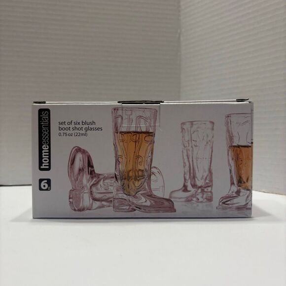 Home Essentials Shot Glasses Cowboy Boot Western .75 Oz Blush Pink Boot 6 Pc - Picture 3 of 5
